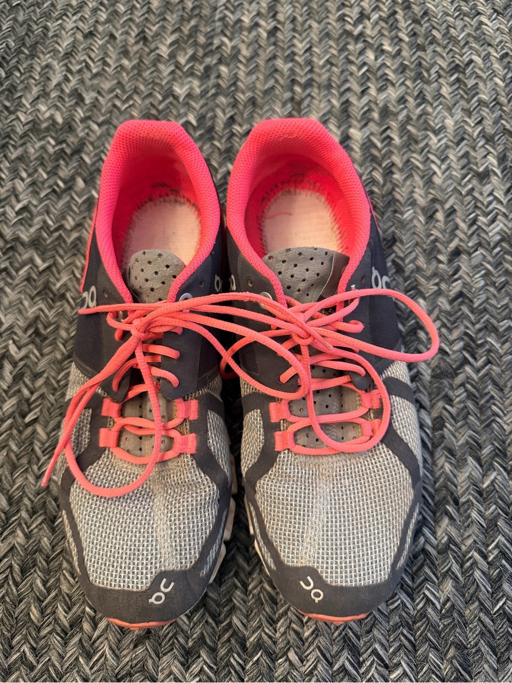 On Running Gray and Coral Women's Athletic Sneakers no liners